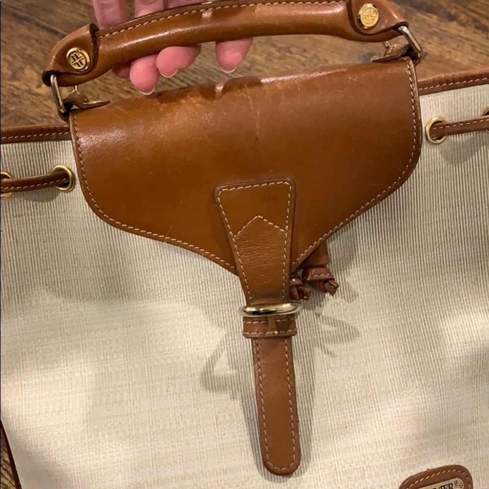 White and Brown Vintage Louvier Bag - Picture 4 of 11
